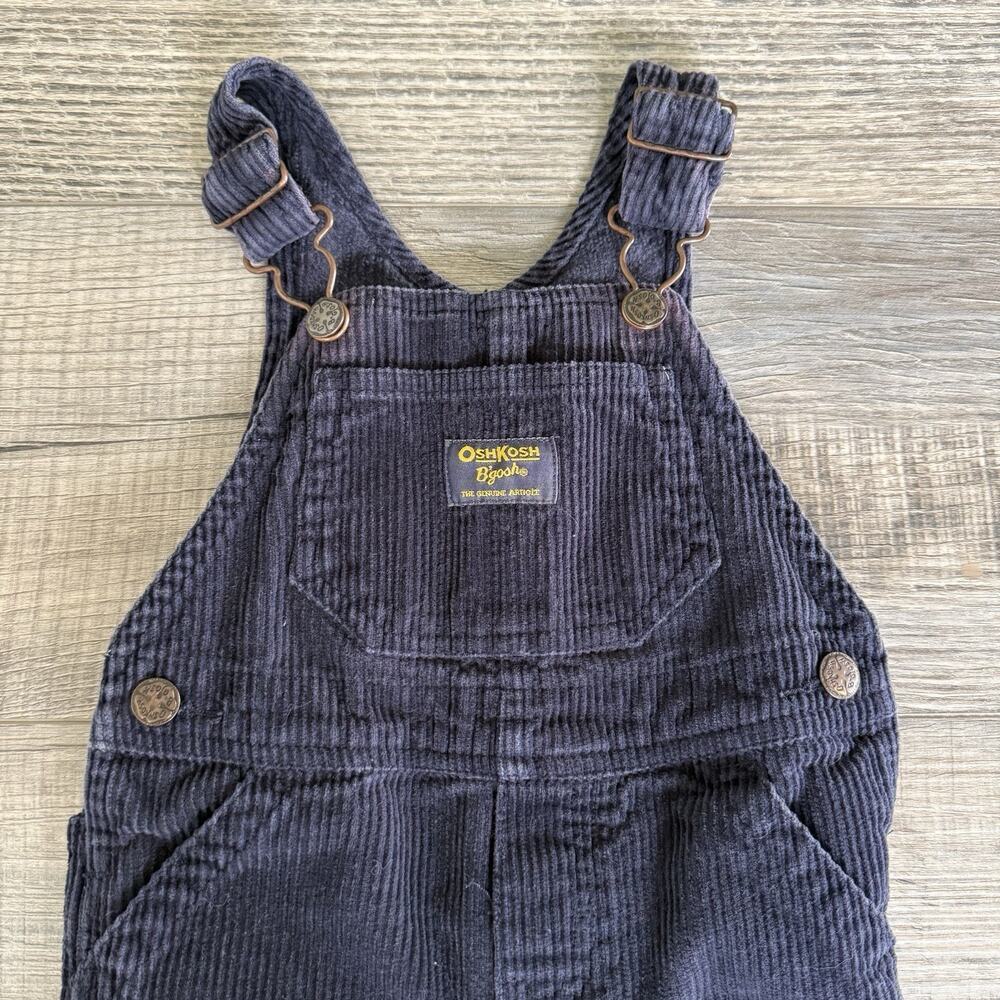OSHKOSH B’Gosh Corduroy Overalls Baby Boys Size 18 Months Navy Blue 100% Cotton - Picture 2 of 4